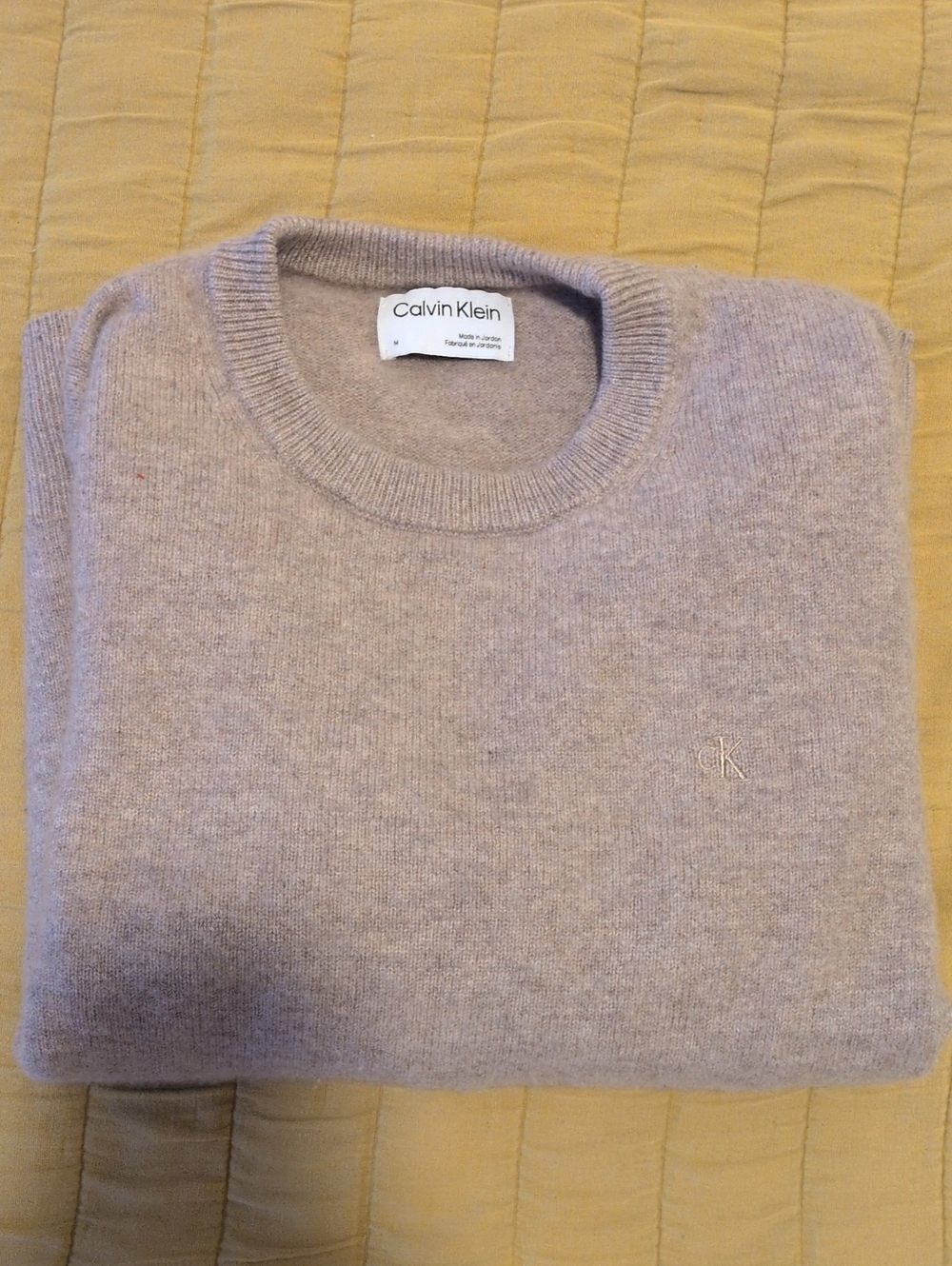 Calvin Klein Men's Wool/Cashmere Crewneck Pullover Sweater - Beige